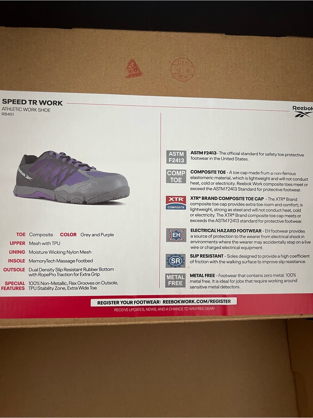 Reebok Grey and Purple Athletic Work Shoe - Picture 2 of 9